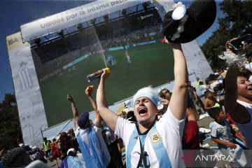 Pendukung timnas Argentina rayakan kemenangan di Ibu Kota Buenos Aires