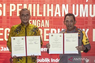 KPU tandatangani nota kesepahaman dengan Polri terkait Pemilu 2024