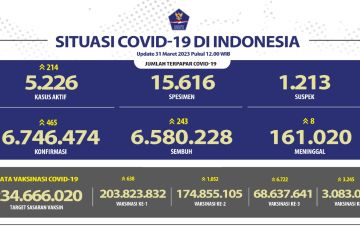 Angka kesembuhan COVID-19 bertambah 243 orang