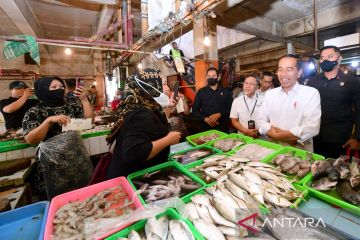 Presiden Jokowi meninjau aktivitas perdagangan di Pasar Rawamangun