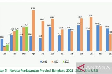 BPS: Neraca perdagangan Bengkulu surplus 53,94 juta dolar AS