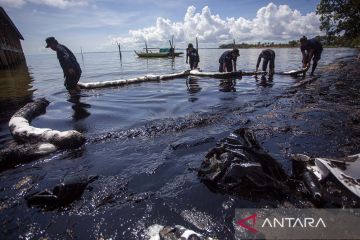 Pantai Melayu Batam tercemar limbah minyak hitam