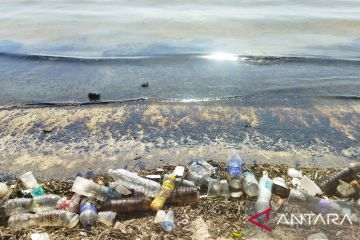 Limbah hitam di pantai Batam