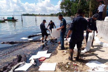 Limbah hitam di pantai Batam