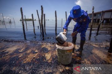 Upaya pembersihan Pantai Melayu dari limbah minyak hitam