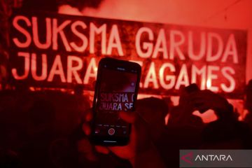 Euforia suporter Timnas Indonesia saat nobar laga versus Thailand di SEA Games 2023