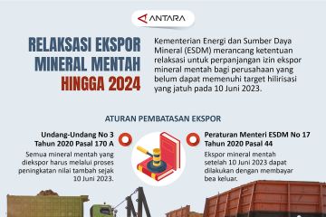 Relaksasi ekspor mineral mentah hingga 2024