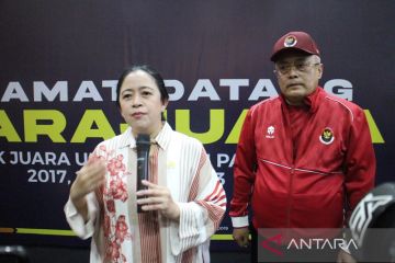 Puan sambut kedatangan kontingen NPCI  di Bandara Adi Soemarmo