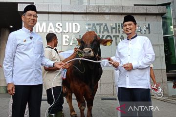 Heru serahkan sapi kurban seberat satu ton di Balai Kota DKI