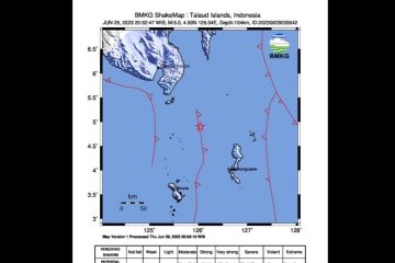 Gempa magnitudo 5,0 guncang wilayah laut Kepulauan Sangihe