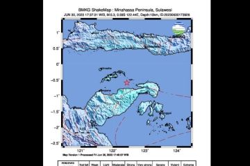 Gempa magnitudo 5,3 guncang Teluk Tomini, Sulawesi Tengah