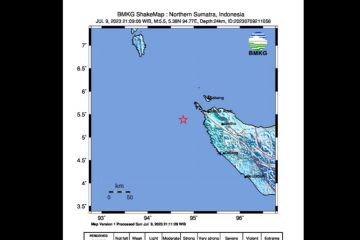 BMKG: Gempa magnitudo 5,5 guncang wilayah barat daya Banda Aceh