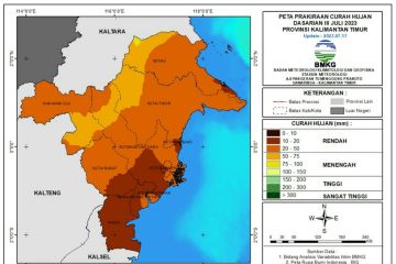 BMKG: Bagian barat Kaltim berpotensi hujan sedang dasarian III Juli