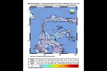 Gempa magnitudo 5,2 guncang barat laut Tojo Una Una Sulteng