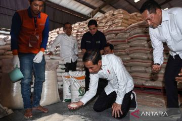 Presiden Jokowi tinjau stok dan proses penyaluran bantuan pangan