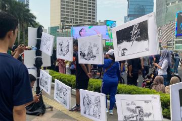 Polri selenggarakan pameran karikatur Pemilu 2024 di HBKB Bundaran HI