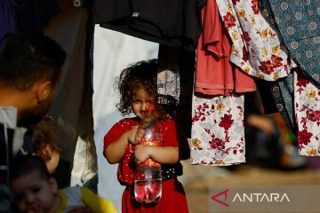 Tenda pengungsian warga Palestina di selatan Jalur Gaza