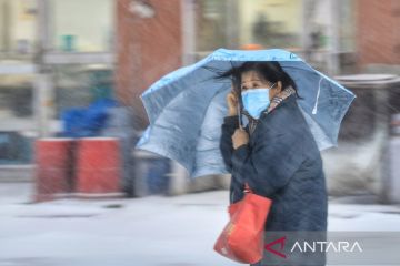 Salju pertama musim dingin di Harbin China