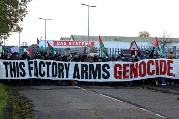 Demonstran pro-Palestina halangi pintu pabrik alat militer Inggris