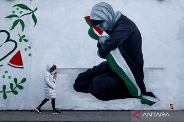 Ungkapan solidaritas Palestina lewat mural di Irlandia