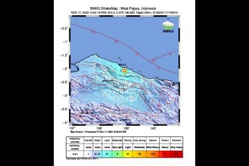 Gempa dengan magnitudo 5,2 terjadi di tenggara Sarmi, Papua