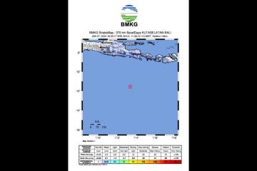 Gempa M5,6 di Samudera Hindia selatan Bali tidak berpotensi tsunami
