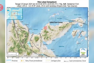 Gempa tektonik Guncang Tojo Una-una, warga mengungsi