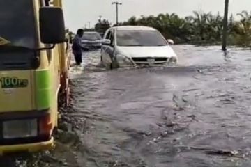 Banjir di Jalan Lintas Timur Sumatera di Pelalawan kembali meningkat