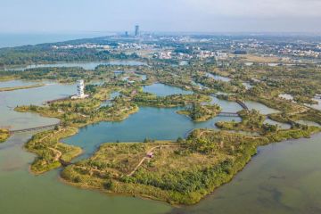 Kota lahan basah Haikou makin elok dilihat lewat bidikan kamera drone