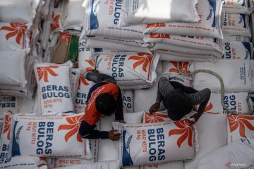 Beras impor tiba di Pelabuhan Boom Baru