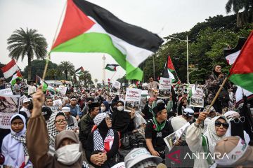Aksi dukung kemerdekaan Palestina kembali digelar di Kawasan Monas
