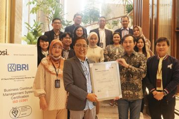 BRI kantongi sertifikat ISO 22301:2019 BCMS
