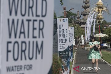 Meriahkan World Water Forum ke-10, sejumlah hiasan khas Bali terpasang di jalan protokol