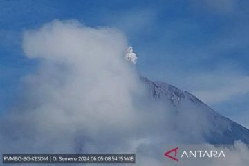 Gunung Semeru erupsi tiga kali dengan ketinggian letusan 600 meter