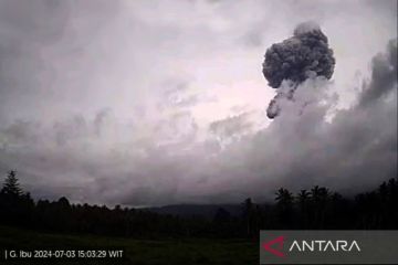 Gunung Ibu erupsi muntahkan abu setinggi 3.000 meter