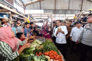Presiden Jokowi cek harga bahan pokok di Pasar Kota Agung Lampung