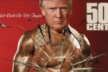 Rapper 50 Cent unggah sampul album debut dengan gambar wajah Trump