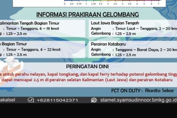 BMKG Kalsel imbau kapal penumpang waspadai gelombang 2,5 meter