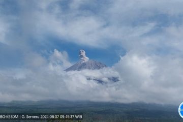 Gunung Semeru erupsi terus, namun visual tak teramati karena kabut