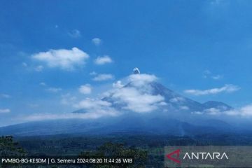 Letusan Gunung Semeru teramati sekitar 700 meter di atas puncak