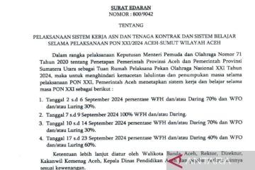 Pemerintah Aceh tetapkan ASN bekerja dari rumah selama PON Aceh-Sumut