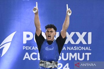 PON XXI Aceh Sumut 2024: Andre Satria sumbang emas untuk Riau pada Cabor angkat berat kelas 83 kg putra