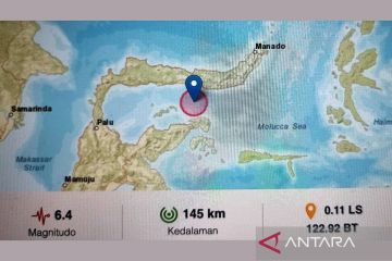 BMKG: Gempa bumi magnitudo 6,4 guncang Gorontalo tak berpotensi tsunami