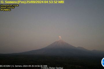 Gunung Semeru 10 kali erupsi hingga Rabu malam, tinggi letusan 600 m