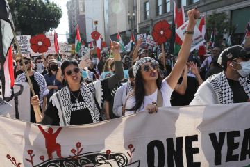 Ribuan orang ikuti aksi unjuk rasa pro-Palestina di Los Angeles, AS