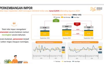 BPS: Impor Indonesia turun 8,91 persen pada September 2024