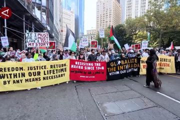 Ribuan orang berunjuk rasa di New York dukung Palestina