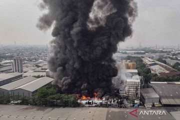 Pabrik pakan ternak di Bekasi terbakar