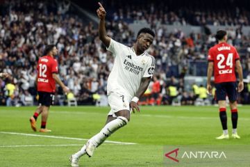 Tiga gol Vinicius bawa Real Madrid pesta gol lawan Osasuna, 4-0