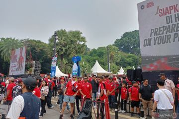 Suporter Timnas padati area GBK jelang laga Indonesia versus Jepang